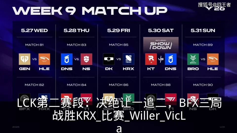 LCK第二赛段：决绝让一追二，BFX三局战胜KRX_比赛_Willer_VicLa